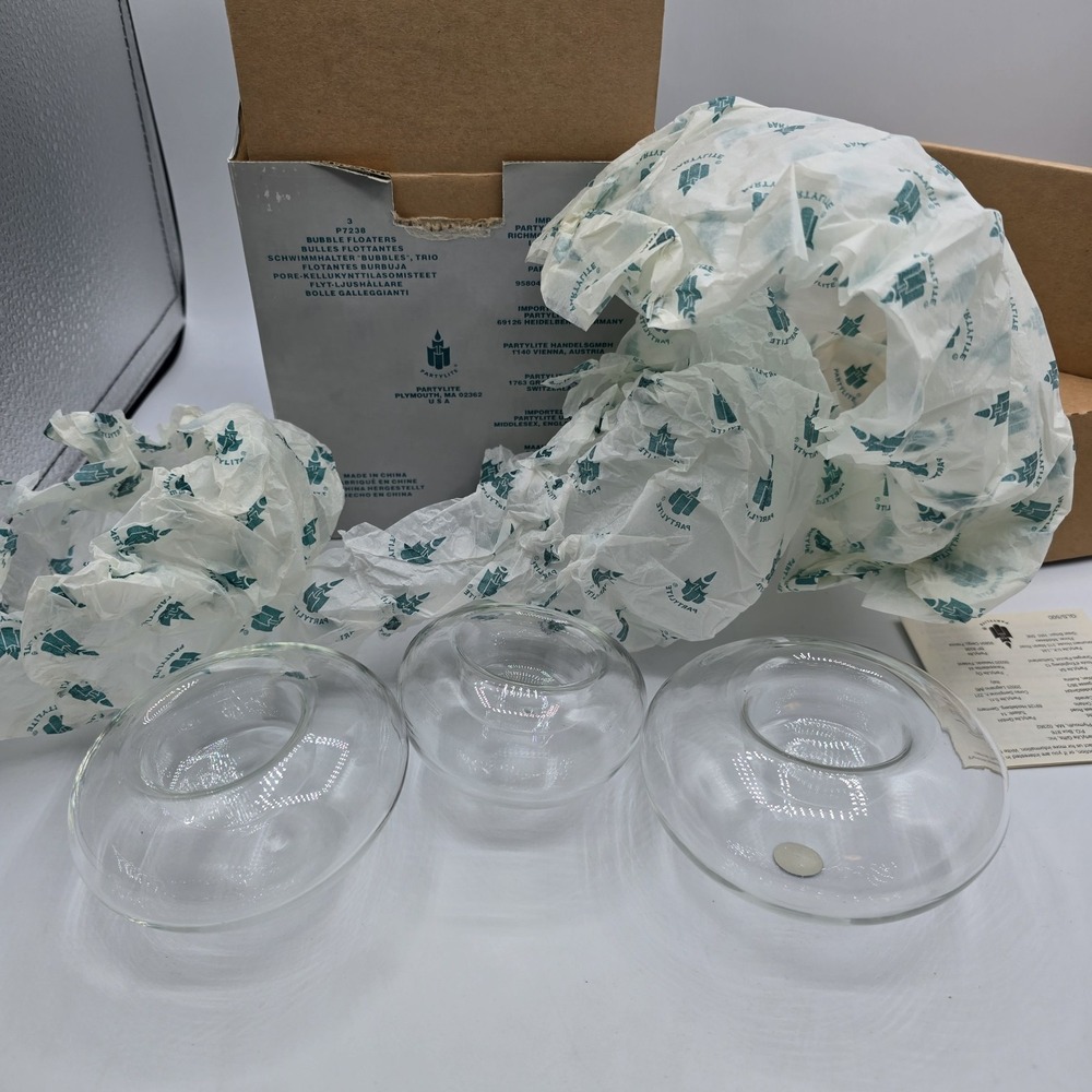 PartyLite P7238 Bubble‎ Floaters Tea Light Candle Holders Clear Glass